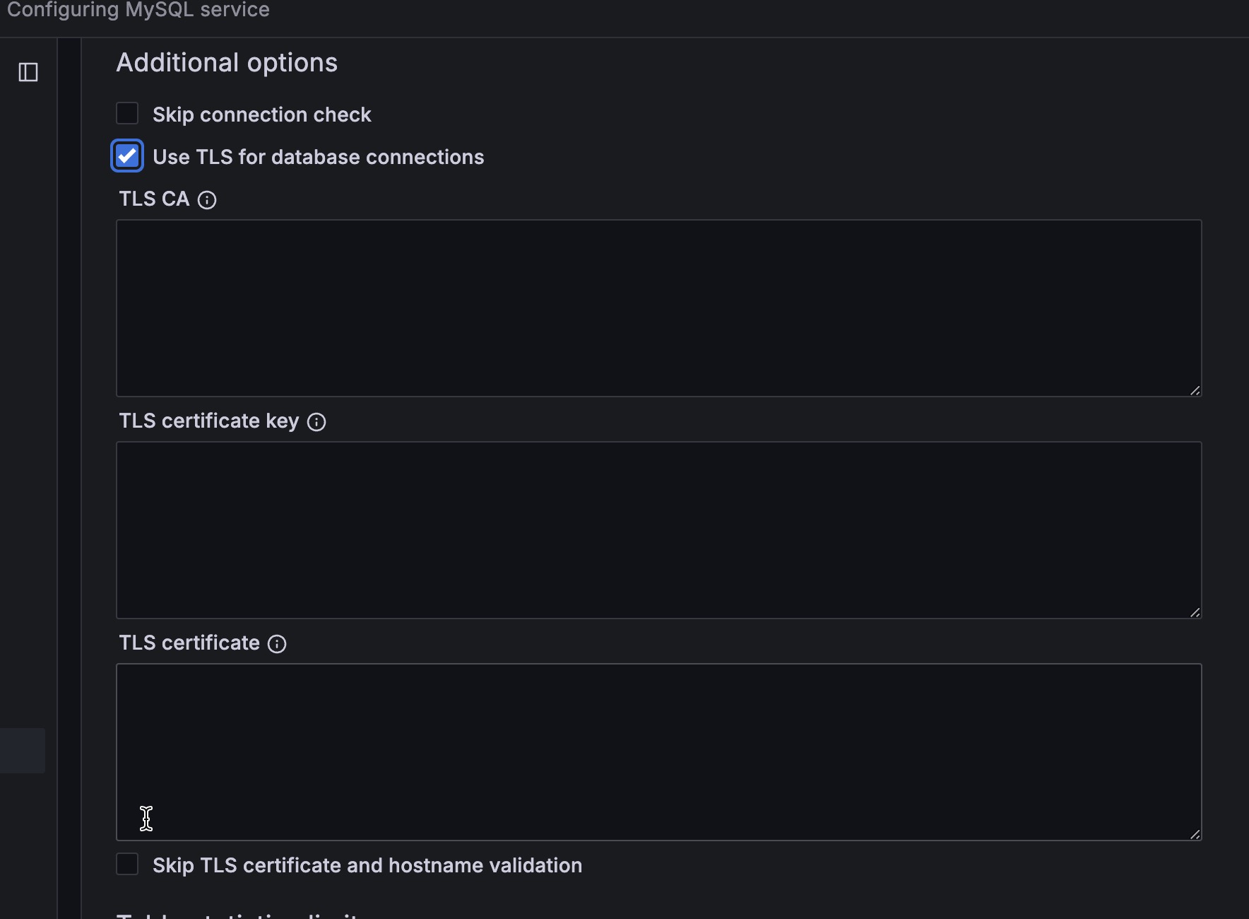TLS Configuration Screen