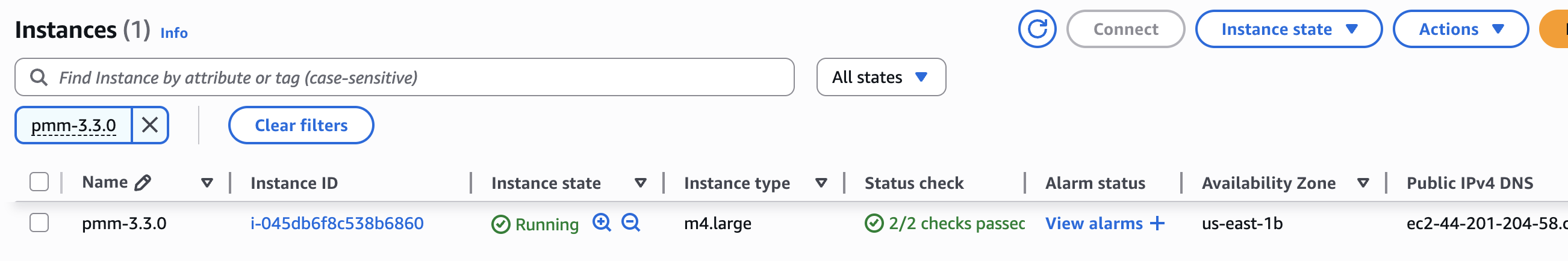 EC2 Console Instance List
